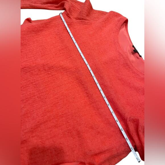 St. John Mohair, Alpaca, Silk Coral Pink Drape Oversized Burnout Sweater- Medium - Picture 8 of 13